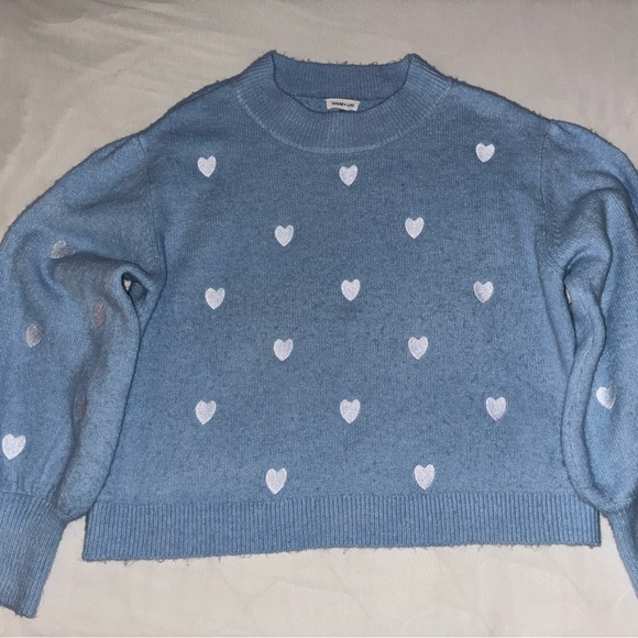 Light Blue Heart Pattern Sweater - Picture 3 of 4
